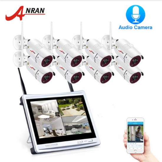 1080P 8CH Wireless Audio Record Surveillance Camera System IP Camera Outdoor Night Vision CCTV Security Camera System