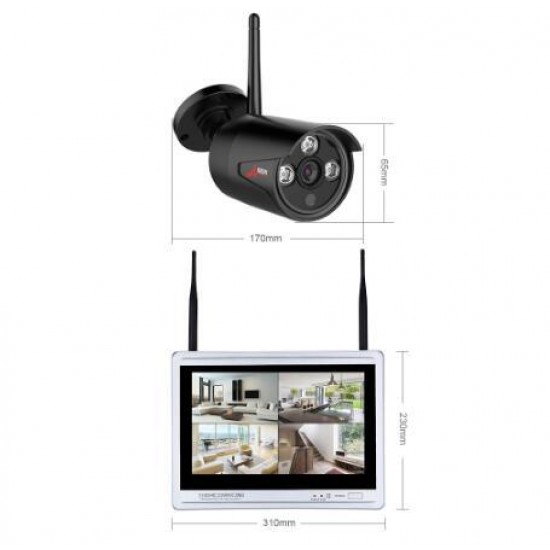 K08W2L12-03NB 8CH NVR 1080P HD H.264 Wireless Surveillance System 12LCD Screen Wifi Outdoor Night Vision Security System