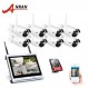 K08W2L12-03NB 8CH NVR 1080P HD H.264 Wireless Surveillance System 12LCD Screen Wifi Outdoor Night Vision Security System
