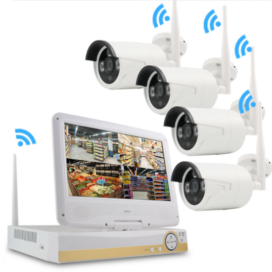 4CH 1080P HD Wireless WIFI IP Camera Homeuse Security System NVR Outdoor CCTV IP Camera With 10.1Inch Monitor LCD