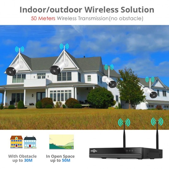 4HB312 8CH 1080P Wireless CCTV Security System 2MP IR Outdoor Audio Recorrd IP Camera Waterproof Wifi NVR Kit Video Surveillance