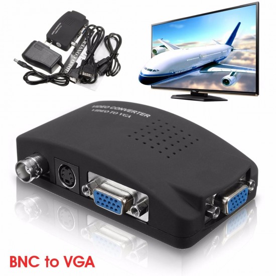 BNC S Video VGA to Laptop Computer PC VGA Monitor Converter Adapter Box 1080P BNC S Video VGA to Laptop Computer PC VGA Monitor Converter Adapter Box 1080P