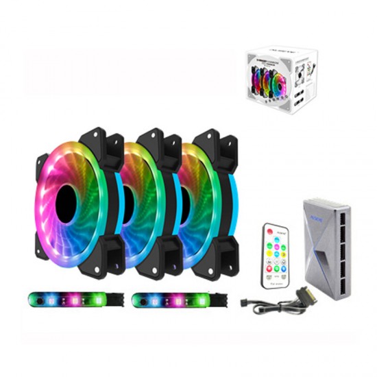 120mm LED Computer Case Cooling Fan Adjustable RGB and Fan Speed Remote Control Support 5v 3Pin From D-Ringer Series