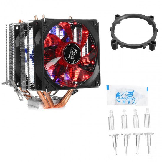 3 Pin 90mm LED Light CPU Cooling Fan Cooler Radiator for Intel LGA2011 LGA1155 AMD3+ AMD2