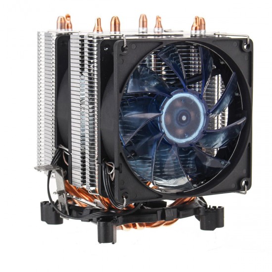 3 Pin Four Copper Pipes Blue Backlit CPU Cooling Fan for AMD for Intel 1155 1156