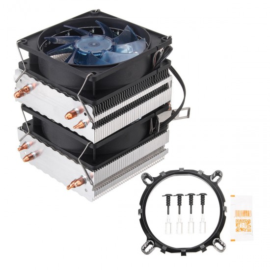 3 Pin Four Copper Pipes Blue Backlit CPU Cooling Fan for AMD for Intel 1155 1156