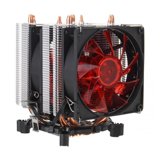 3 Pin Four Copper Pipes Red Backlit CPU Cooling Fan for Intel 1155 1156 AMD 3 Pin Four Copper Pipes Red Backlit CPU Cooling Fan for Intel 1155 1156 AMD