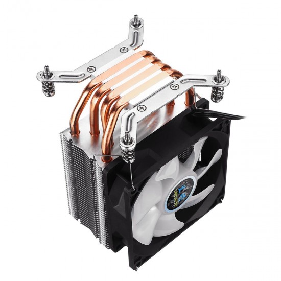 3Pin 1 Fans 4 Heatpipes Colorful Backlit CPU Cooling Fan Cooler Heatsink for Intel LGA 775/1150/1151/1155/1156/1366