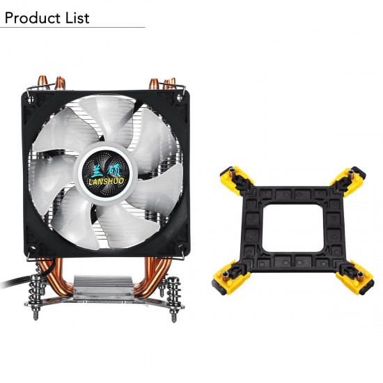 3Pin 1 Fans 4 Heatpipes Colorful Backlit CPU Cooling Fan Cooler Heatsink for Intel LGA 775/1150/1151/1155/1156/1366