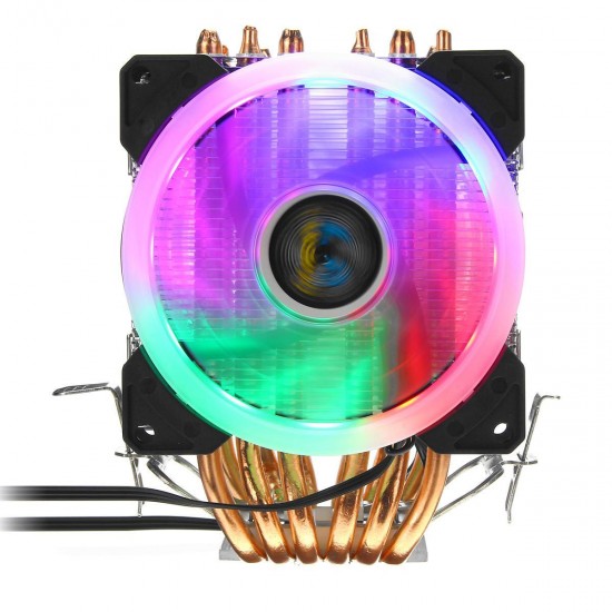 3Pin 3 Fans 6 Heatpipes Colorful Backlit CPU Cooling Fan Cooler Heatsink for Intel AMD