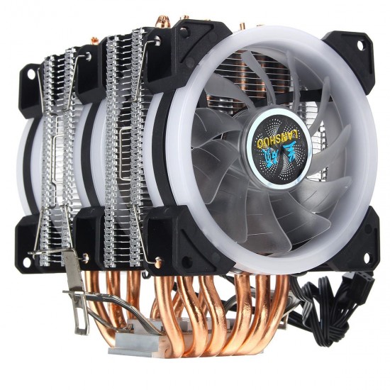 3Pin 3 Fans 6 Heatpipes Colorful Backlit CPU Cooling Fan Cooler Heatsink for Intel AMD