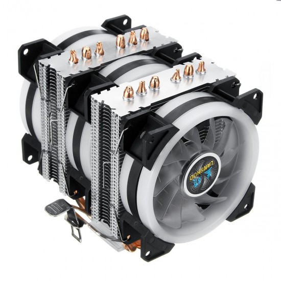 3Pin 3 Fans 6 Heatpipes Colorful Backlit CPU Cooling Fan Cooler Heatsink for Intel AMD 3Pin 3 Fans 6 Heatpipes Colorful Backlit CPU Cooling Fan Cooler Heatsink for Intel AMD