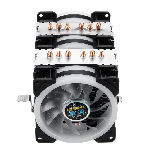 3Pin 3 Fans 6 Heatpipes Colorful Backlit CPU Cooling Fan Cooler Heatsink for Intel AMD