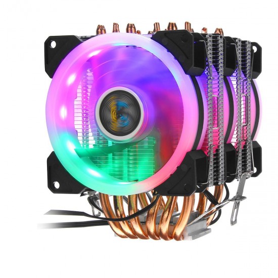 3Pin 3 Fans 6 Heatpipes Colorful Backlit CPU Cooling Fan Cooler Heatsink for Intel AMD 3Pin 3 Fans 6 Heatpipes Colorful Backlit CPU Cooling Fan Cooler Heatsink for Intel AMD