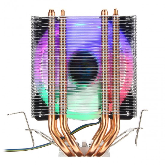 4Pin 4 Heatpipes Colorful Backlit CPU Cooling Fan Cooler Heatsink For Intel AMD