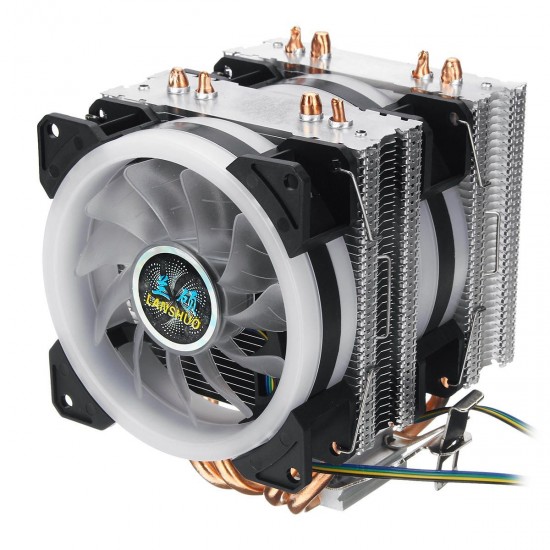 4Pin Dual Fans 4-Heatpipes Colorfule Backlit CPU Cooling Fan Cooler Heatsink For Intel AMD 4Pin Dual Fans 4-Heatpipes Colorfule Backlit CPU Cooling Fan Cooler Heatsink For Intel AMD