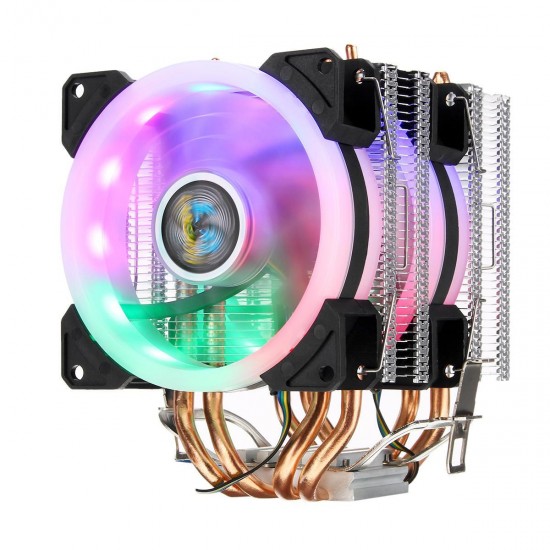4Pin Dual Fans 4-Heatpipes Colorfule Backlit CPU Cooling Fan Cooler Heatsink For Intel AMD 4Pin Dual Fans 4-Heatpipes Colorfule Backlit CPU Cooling Fan Cooler Heatsink For Intel AMD