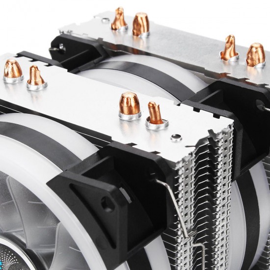 4Pin Dual Fans 4-Heatpipes Colorfule Backlit CPU Cooling Fan Cooler Heatsink For Intel AMD