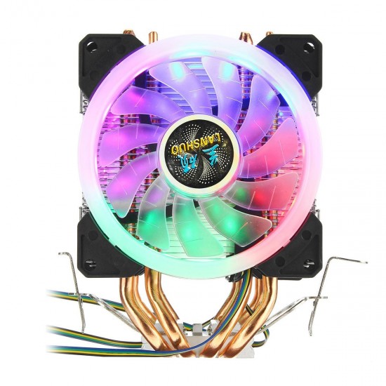 4Pin Three Fans 4-Heatpipes Colorful Backlit CPU Cooling Fan Cooler Heatsink For Intel AMD 4Pin Three Fans 4-Heatpipes Colorful Backlit CPU Cooling Fan Cooler Heatsink For Intel AMD