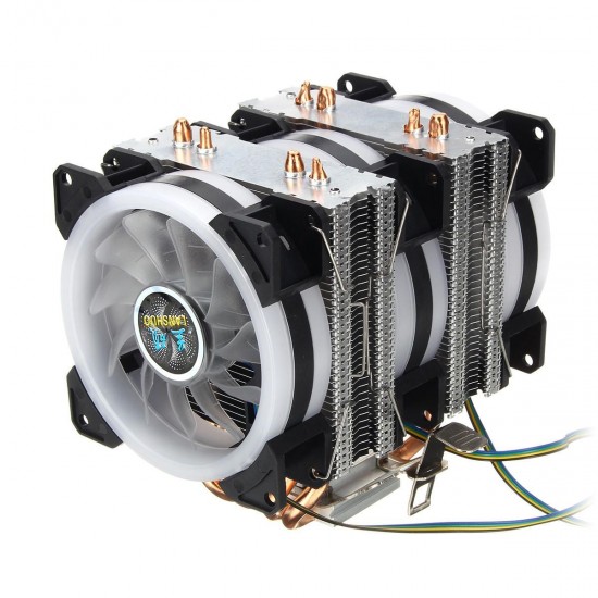 4Pin Three Fans 4-Heatpipes Colorful Backlit CPU Cooling Fan Cooler Heatsink For Intel AMD 4Pin Three Fans 4-Heatpipes Colorful Backlit CPU Cooling Fan Cooler Heatsink For Intel AMD