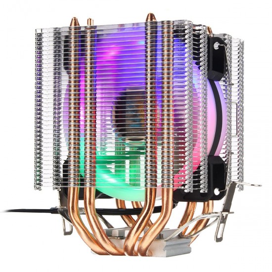 Colorful Backlit 3 Pin Single Fan 4 Copper Tube Dual Tower CPU Cooling Fan Cooler Heatsink for Intel AMD