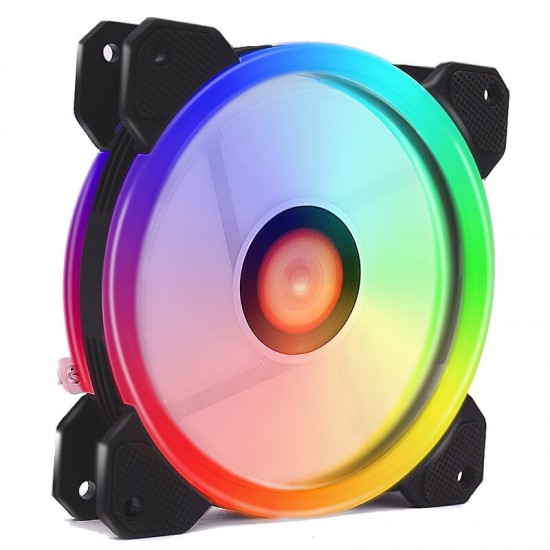 Desktop Computer Case Fan 12cm Double Aperture Automatic Color Changing RGB LED Light Laptop PC Case Cooling Fan Desktop Computer Case Fan 12cm Double Aperture Automatic Color Changing RGB LED Light Laptop PC Case Cooling Fan