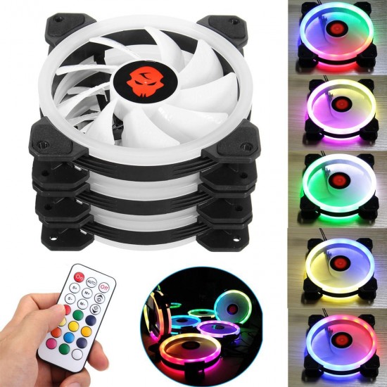 3PCS 120mm Adjustable RGB LED Light Computer Case PC Cooling Fan with Remote