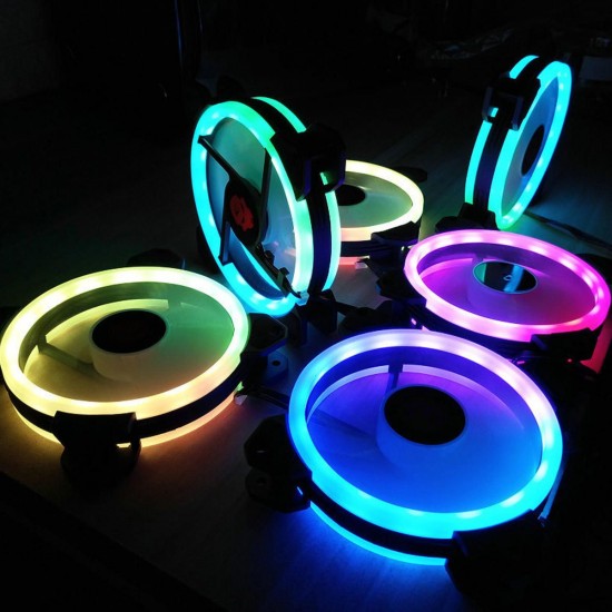 3PCS 120mm Adjustable RGB LED Light Computer Case PC Cooling Fan with Remote