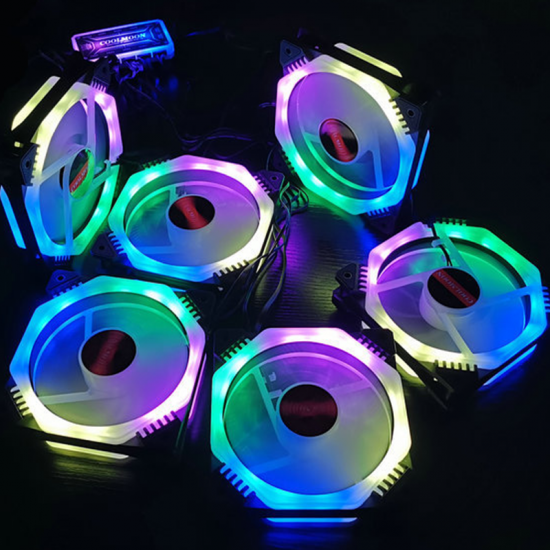 3PCS 120mm Multilayer Backlit Adjustable RGB Light Computer Case PC Cooling Fan with the Remote Control