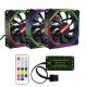 3PCS 12cm Adjustable RGB Cooling Fan with IR Controller for Desktop PC