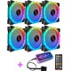 6PCS 120mm Multilayer Backlit RGB Cooling Fan Computer Case PC CPU Cooling Fan with the Remote Control