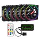 6PCS 12cm Adjustable RGB Cooling Fan with IR Controller for Desktop PC