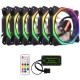 6PCS 12cm Multilayer Backlit RGB Cooling Fan with IR Controller for Desktop PC