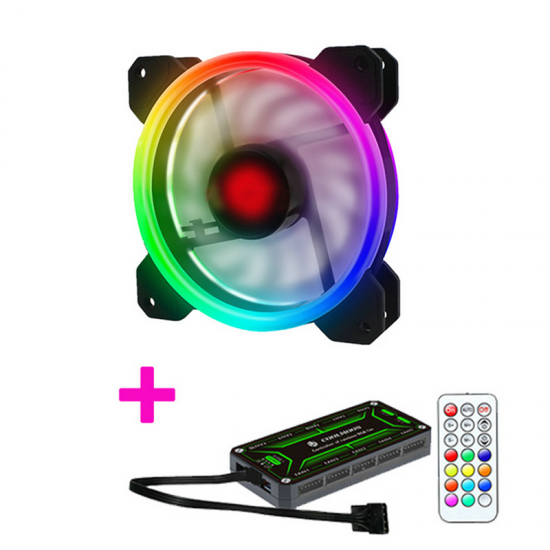 6PCS Adjustable RGB LED Light Computer Case PC Cooling Fan With The Remote Control