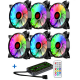 6PCS Adjustable RGB LED Light Computer Case PC Cooling Fan With The Remote Control