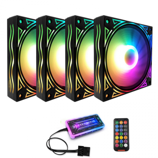 4PCS 120mm Multilayer Backlit RGB Cooling PC Fans Mute Computer PC Case Cooling Fan with the Remote Control