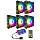 5PCS Colorful Backlight 120mm CPU Cooling Fan Mute PC Heatsink with the Remote Control