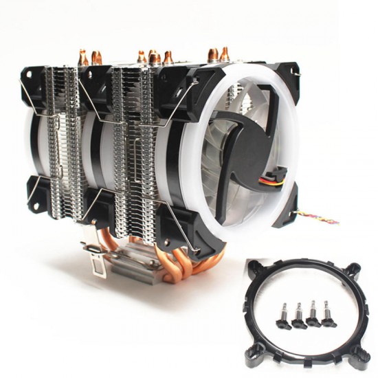 CPU Silent 3 Fan 4 Heat Pipe 4 Wire Intelligent Temperature Control CPU Cooler Cooling Fan for Intel 775/1150/1151/115 U8Z6