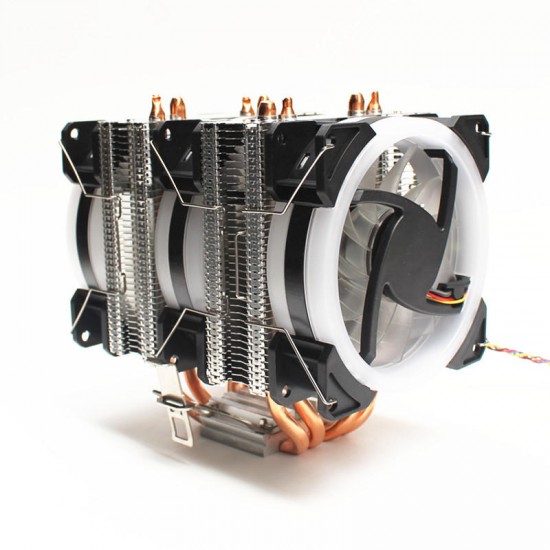 CPU Silent 3 Fan 4 Heat Pipe 4 Wire Intelligent Temperature Control CPU Cooler Cooling Fan for Intel 775/1150/1151/115 U8Z6