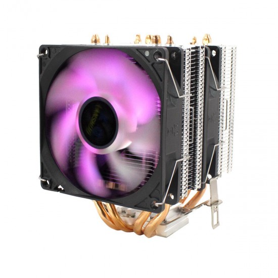 CPU Silent Dual Fan 4 Heat Pipe 3 Wire Intelligent Temperature Control CPU Cooler Cooling Fan for Intel 775/1150/1151/115 U8Z6