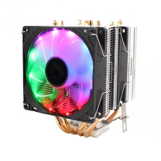 CPU Silent Dual Fan 4 Heat Pipe 3 Wire Intelligent Temperature Control CPU Cooler Cooling Fan for Intel 775/1150/1151/115 U8Z6