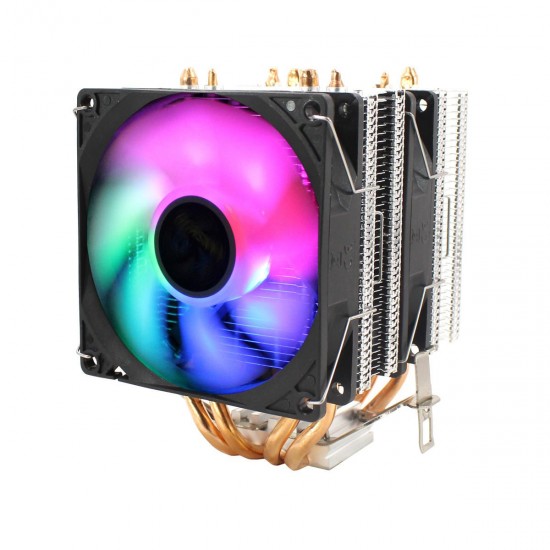 CPU Silent Dual Fan 4 Heat Pipe 3 Wire Intelligent Temperature Control CPU Cooler Cooling Fan for Intel 775/1150/1151/115 U8Z6