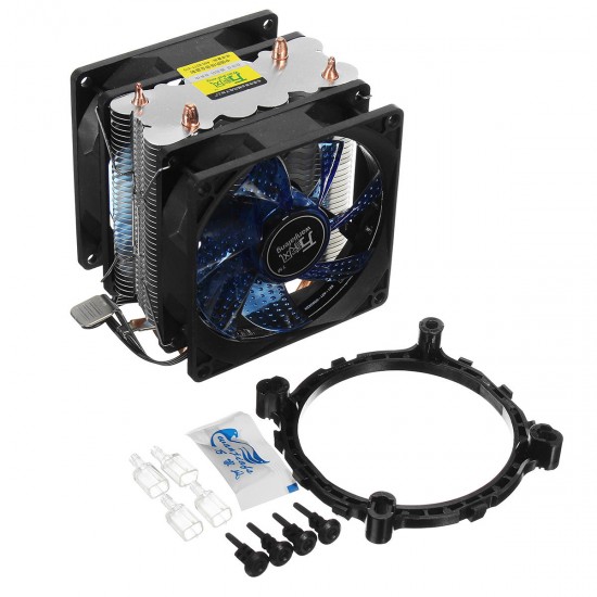 LED Double Heat Pipe Dual Fan Quiet CPU Cooler Cooling Fan Heat Sink For LGA 1155 775 1156 AMD