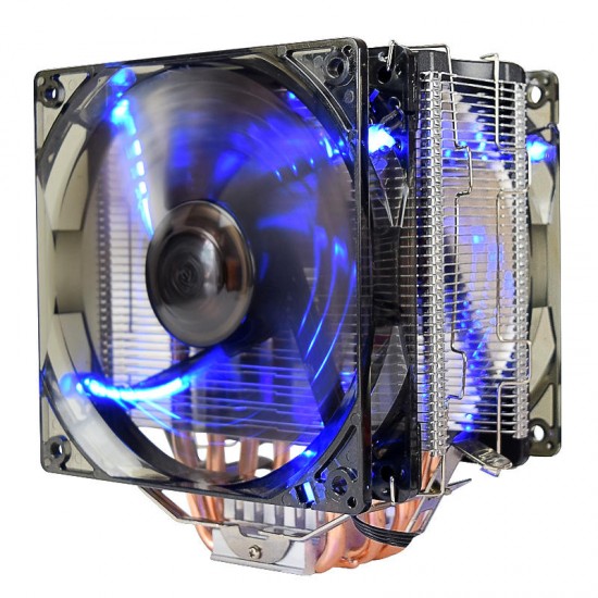 12V X6 4 Pin Double Blue LED Copper CPU Cooler Cooling Fan For AMD AM4 Intel LGA 775 12V X6 4 Pin Double Blue LED Copper CPU Cooler Cooling Fan For AMD AM4 Intel LGA 775