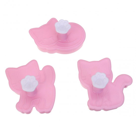 3Pcs/Set Cat Cookie Biscuit Plunger Cutter Fondant Cake Mold Baking Mould Kitchen Tools 3Pcs/Set Cat Cookie Biscuit Plunger Cutter Fondant Cake Mold Baking Mould Kitchen Tools