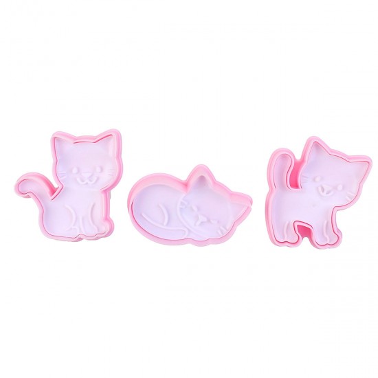 3Pcs/Set Cat Cookie Biscuit Plunger Cutter Fondant Cake Mold Baking Mould Kitchen Tools 3Pcs/Set Cat Cookie Biscuit Plunger Cutter Fondant Cake Mold Baking Mould Kitchen Tools