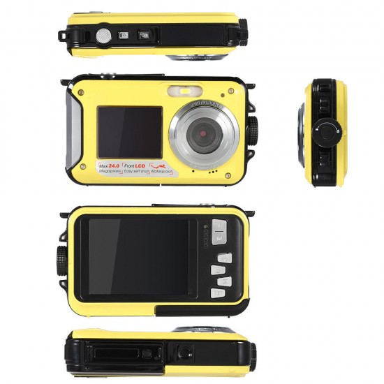 W599 24MP 2.7 Inch Double Screen Waterproof Anti Shake 16X Zoom 1920x1080 HD Camera