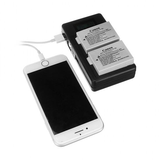 LP-E8-C USB Rechargeable Battery Charger Mobile Phone Power Bank for Canon LP-E8 DSLR Camera Battery with LED Indicator