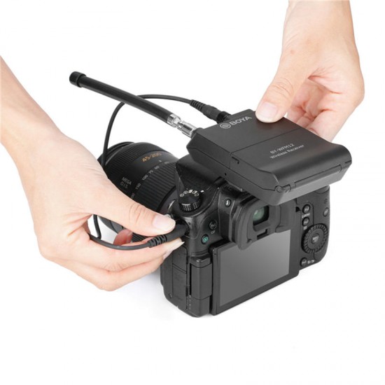 BY-WFM12 VHF Lavalier Lapel Microphone Receiver Transmitter for DSLR Camera Smartphone BY-WFM12 VHF Lavalier Lapel Microphone Receiver Transmitter for DSLR Camera Smartphone