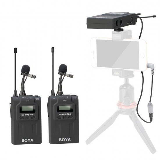 BY-WM8 Pro K2 Wireless Mic Microphone System Audio Video Recorder Receiver for DSLR SLR Camera Smartphone BY-WM8 Pro K2 Wireless Mic Microphone System Audio Video Recorder Receiver for DSLR SLR Camera Smartphone